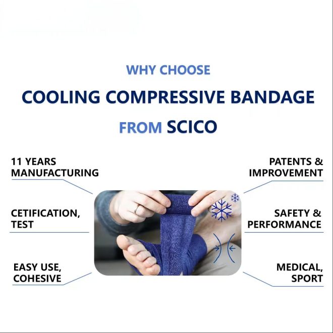 Medical Elastic Compress Cold Cooling Bandage with Methol for Muscle Pain Relief - Image 4