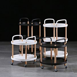 Nordic Luxury Mobile Table, Wooden Wheel Rack, Multifunctional Cart